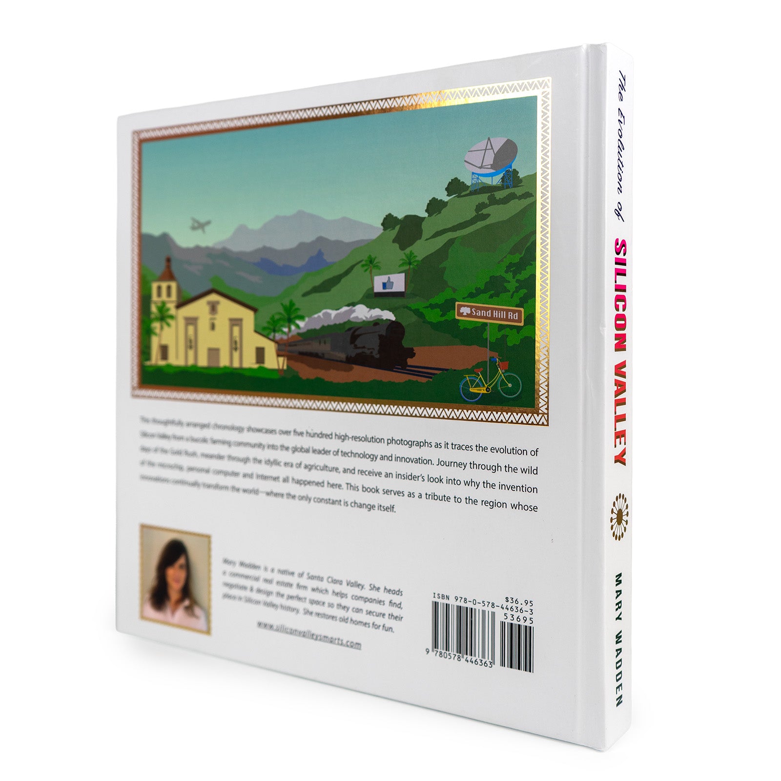 Book cover with a scenic illustration and text on a white background