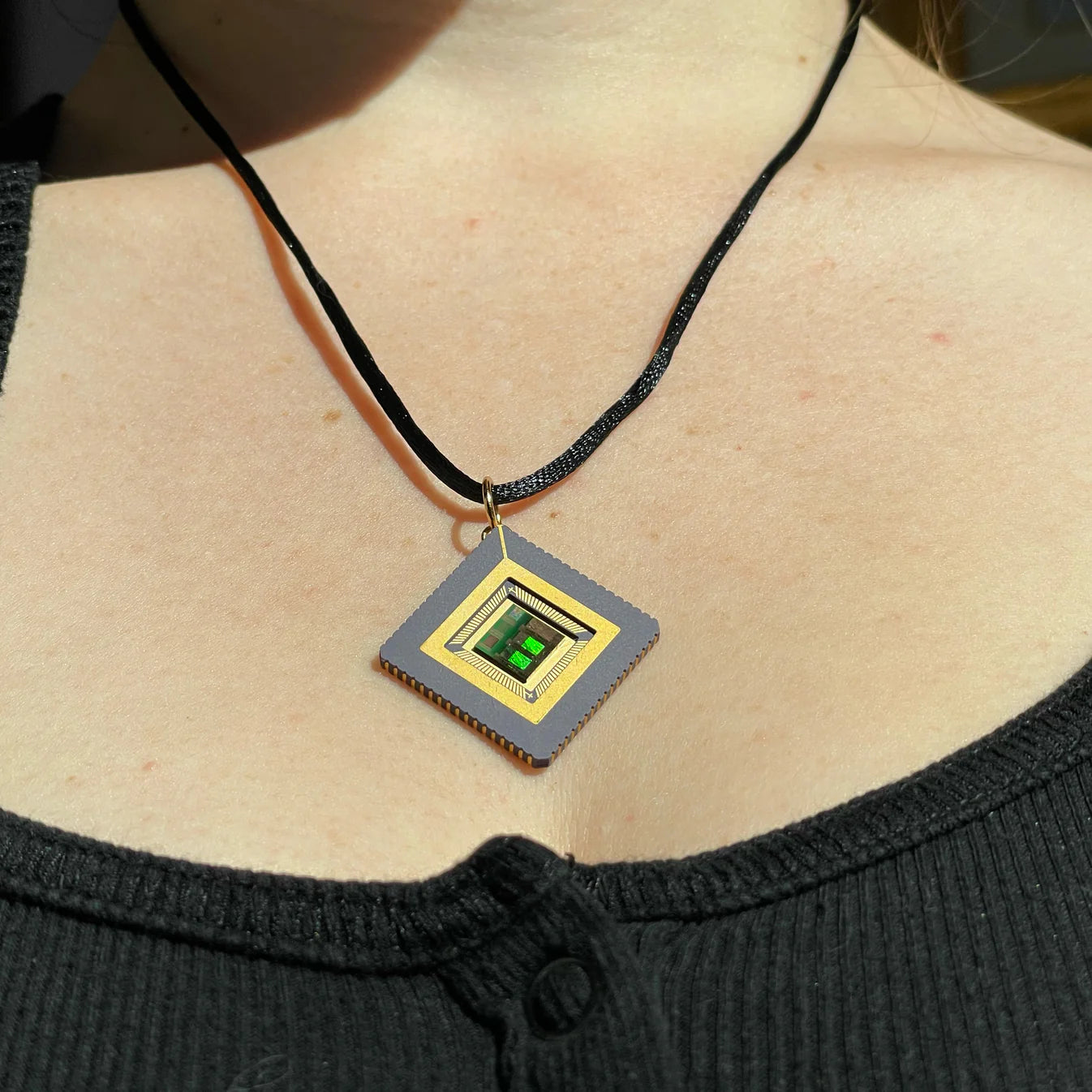 Square Pendant with IC Chip