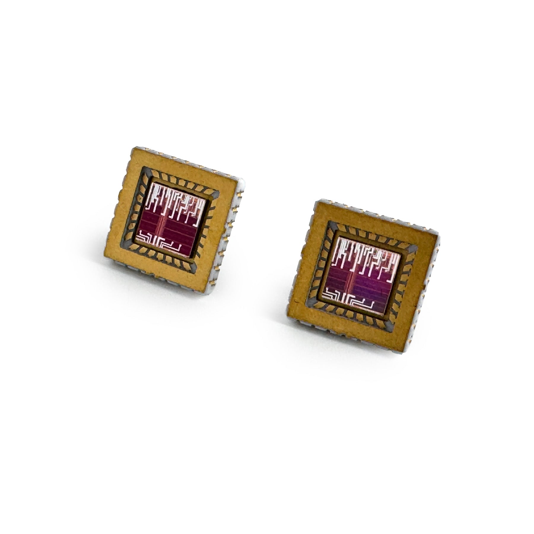 Square Post Earrings with IC Chip