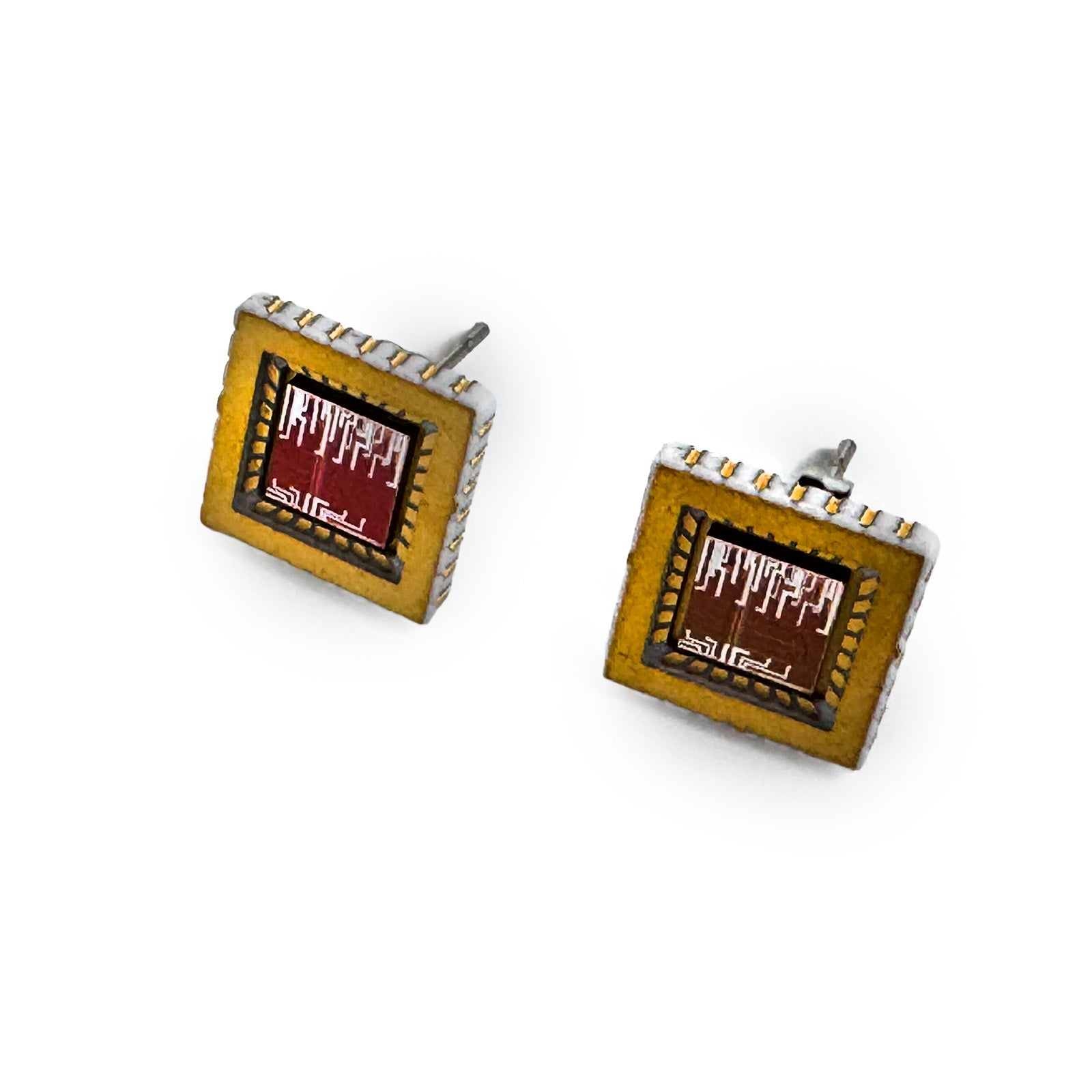 Square Post Earrings with IC Chip