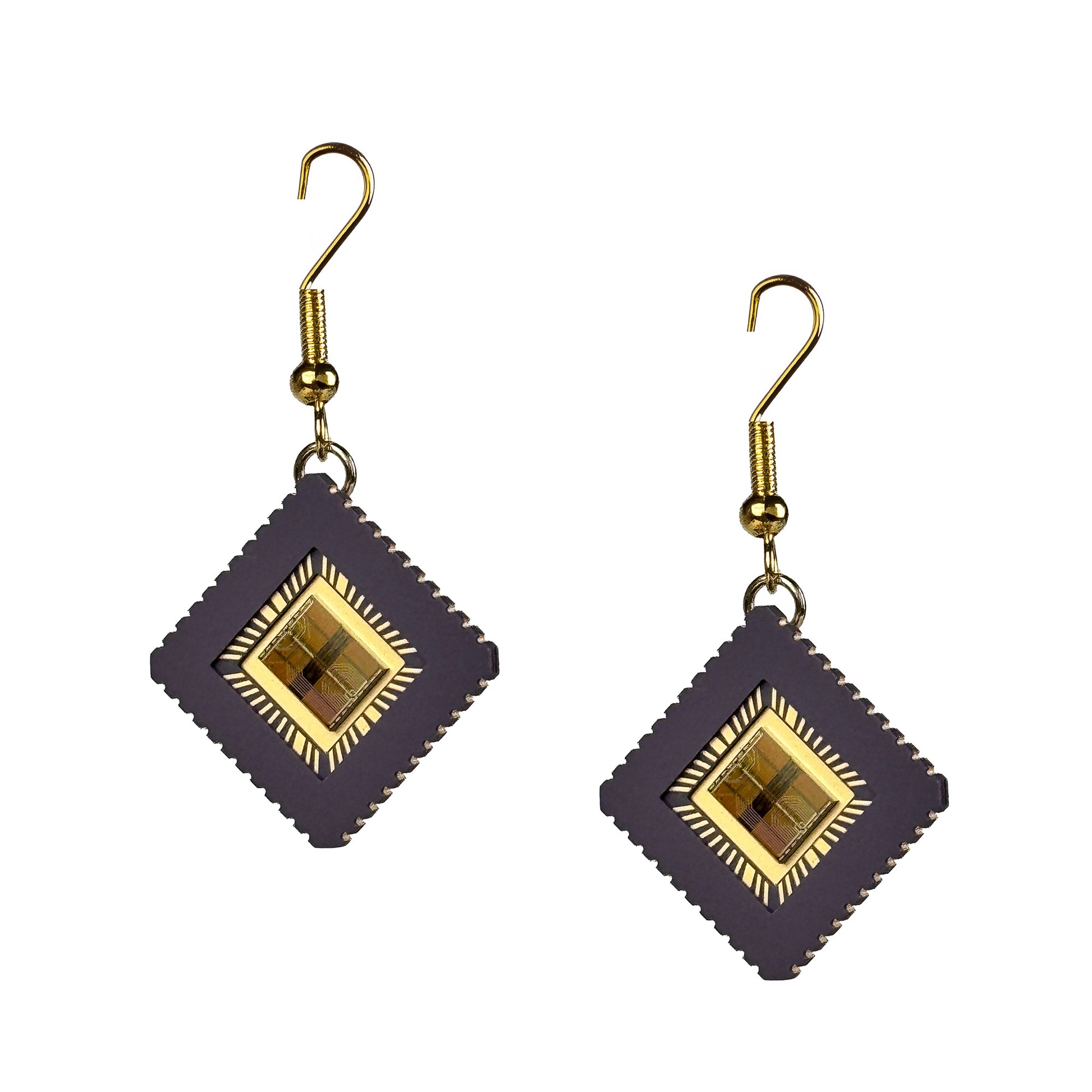 Space Tech Earrings with IC Chip