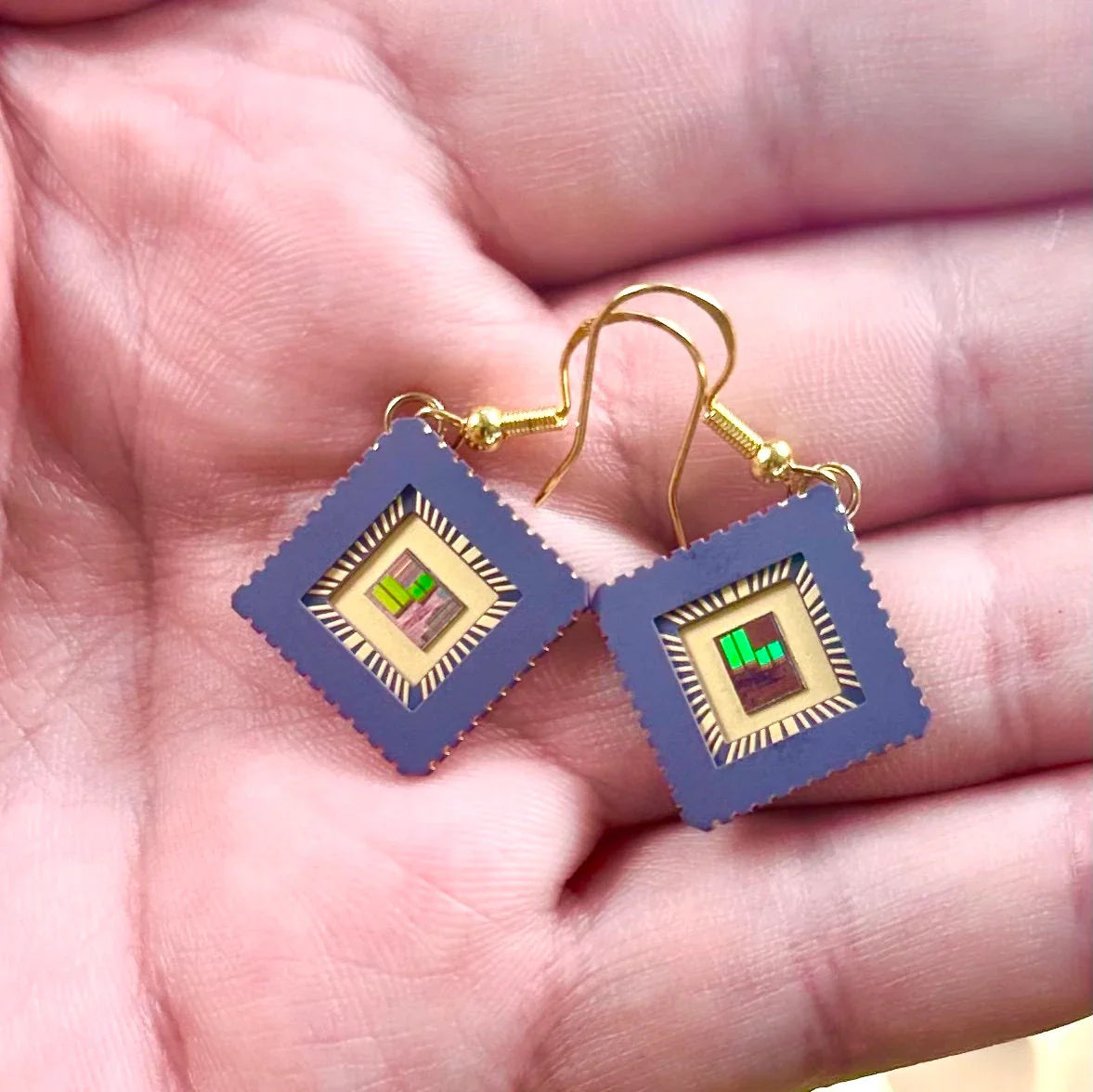 Space Tech Earrings with IC Chip